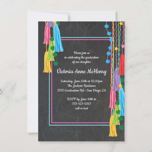 Mexikanisches Fiesta Abschluss Foto Einladung (Rückseite)