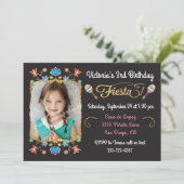 Mexikanisches Fiesta Birthday Party Gold Glitzer F Einladung (Stehend Vorderseite)