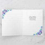 Mexikanisches Fiesta Blue Lila Floral Foto Geburts Karte (Innenseite)