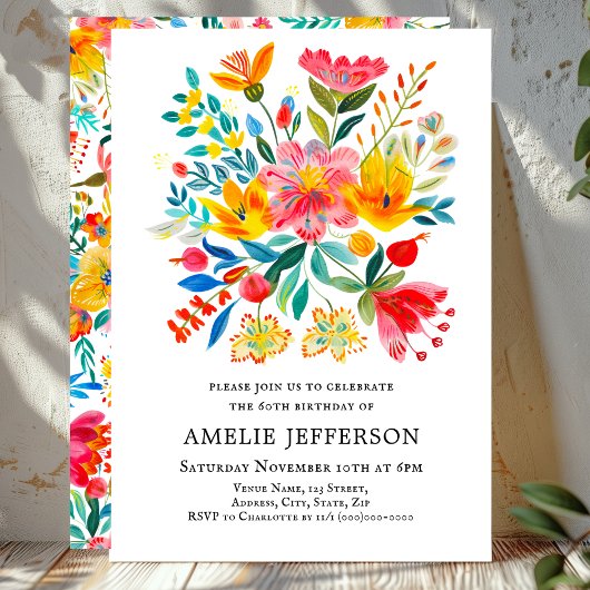 Mexikanisches Fiesta Blumenthema Geburtstag Einladung