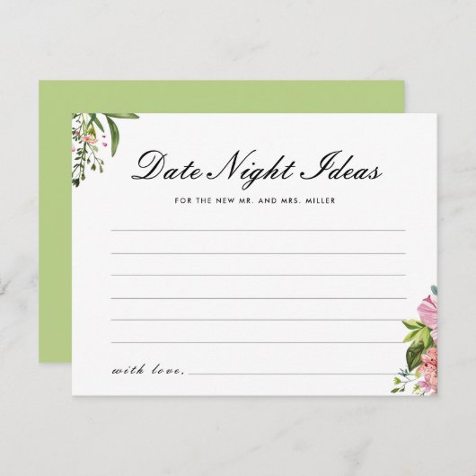 Mexikanisches Fiesta Date Night Ideas Brautparty Begleitkarte (Vorne/Hinten)