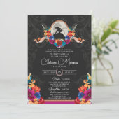 Mexikanisches Fiesta farbenfrohe Flora Charro Quin Einladung (Stehend Vorderseite)