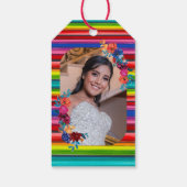 Mexikanisches Fiesta farbenfrohe Flora Charro Quin Geschenkanhänger (Rückseite)