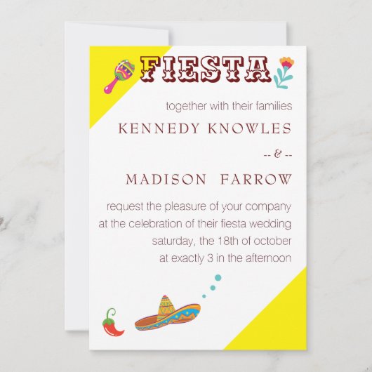 Mexikanisches Fiesta farbenfrohe Hochzeitseinladun Einladung (Vorderseite)