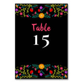 Mexikanisches Fiesta Floral Black Dinner Tischnummer (Vorderseite)