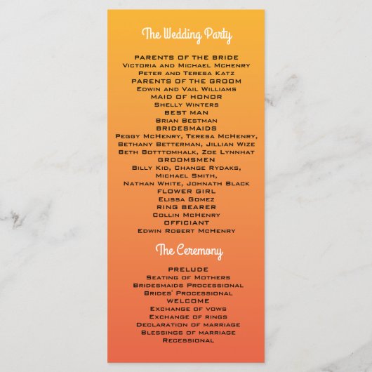 Mexikanisches Fiesta-Hochzeitsprogramm Programm (Rückseite)