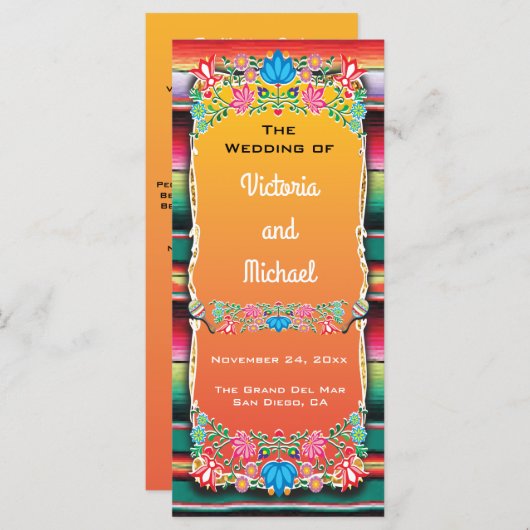 Mexikanisches Fiesta-Hochzeitsprogramm Programm (Vorne/Hinten)