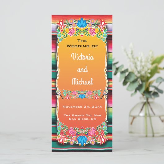Mexikanisches Fiesta-Hochzeitsprogramm Programm (Stehend Vorderseite)