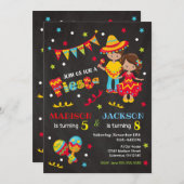 Mexikanisches Fiesta Joint Birthday Invitation Boy Einladung (Vorne/Hinten)