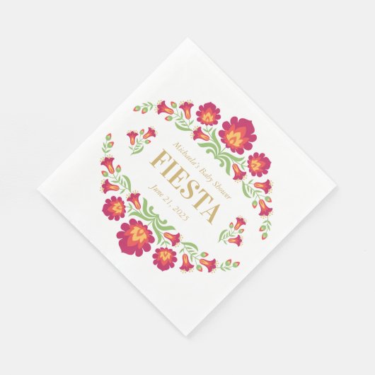 Mexikanisches Fiesta Paper Napkin, Rote Flora Serviette (Ecke)