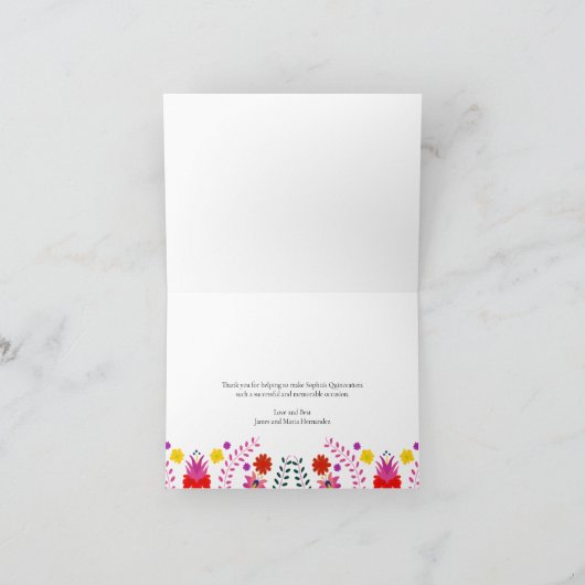 Mexikanisches Fiesta Party Blumenkohl Dankeschön K Dankeskarte (Innenseite)