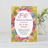 Mexikanisches Fiesta Party Gold Probe Dinner Gold Einladung (Stehend Vorderseite)