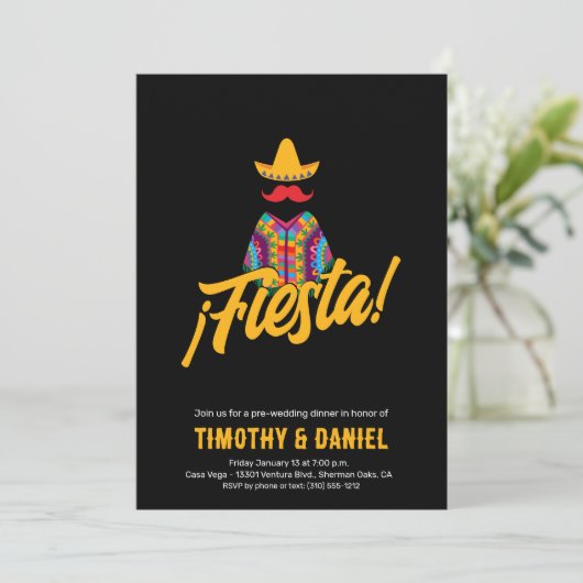 Mexikanisches Fiesta Probe Dinner Einladung (Stehend Vorderseite)
