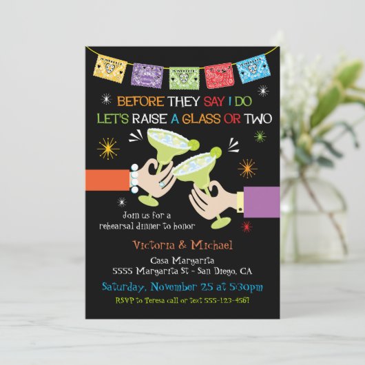 Mexikanisches Fiesta Probe Dinner Einladung (Stehend Vorderseite)