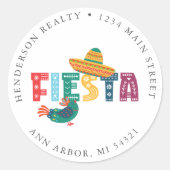 Mexikanisches Fiesta-Rücksendesiegel Runder Aufkleber (Vorderseite)