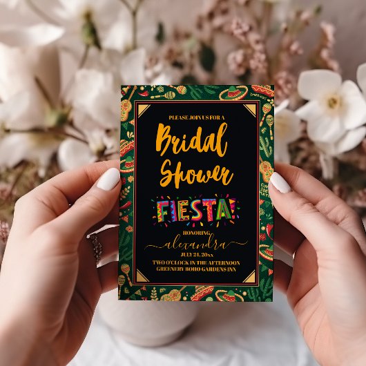 Mexikanisches Fiesta Schwarzes Brautparty Einladung