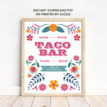Mexikanisches Fiesta-Taco-Bar-Schild in Rosa und G