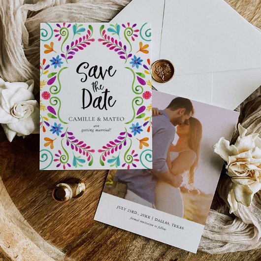 Mexikanisches Fiesta-Thema Save the Date mit Foto Einladung