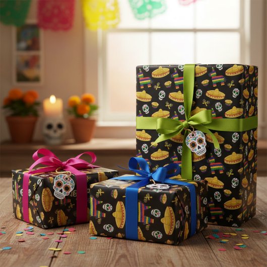 Mexikanisches Fiesta- und Día-de-Muertos-Geschenkp Geschenkpapier