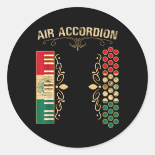 Mexikanisches Flagge Vintage Air Akkordeon-Shirt f Runder Aufkleber