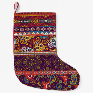 Mexikanisches Flickwerk: Vintages Design. Kleiner Weihnachtsstrumpf