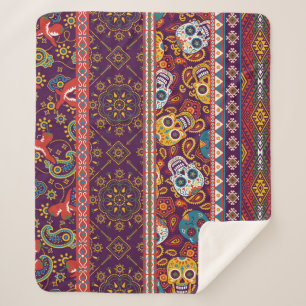 Mexikanisches Flickwerk: Vintages Design. Sherpadecke