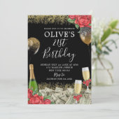 Mexikanisches Flora Buchona Geld Party Geburtstag Einladung (Stehend Vorderseite)