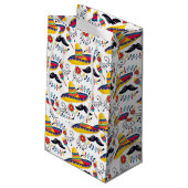 mexikanisches Folk Art Pattern Sombreros, Mustache Kleine Geschenktüte (Rückseite Schrägansicht)