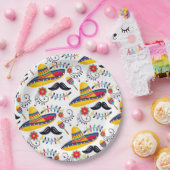 mexikanisches Folk Art Pattern Sombreros, Mustache Pappteller (Party)