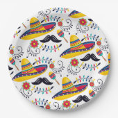 mexikanisches Folk Art Pattern Sombreros, Mustache Pappteller (Vorderseite)