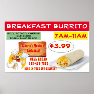 Mexikanisches Frühstücksburrito-Restaurant anpasse Poster