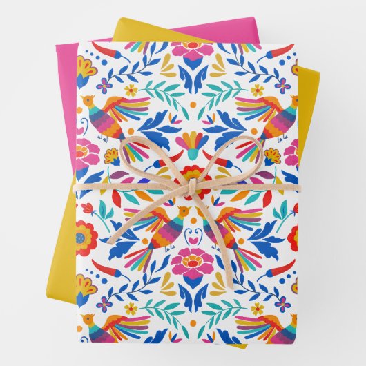 Mexikanisches Gewohnheitsmuster Bird Floral Wrappi Geschenkpapier Set (Beispiel)