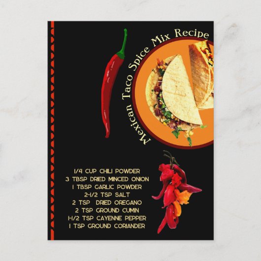 Mexikanisches Gewürz-Mix Rezept Postkarte (Vorderseite)