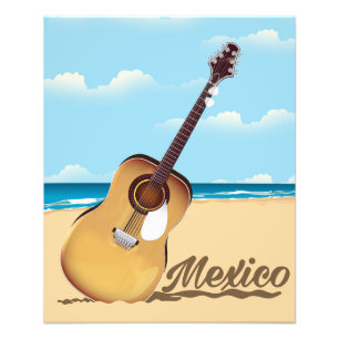 Mexikanisches Gitarren-Strand-Reiseplakat Fotodruck