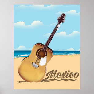 Mexikanisches Gitarren-Strand-Reiseplakat Poster