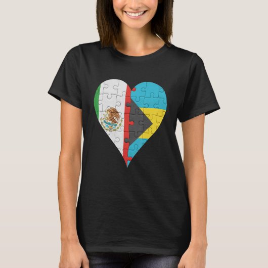 Mexikanisches Hamian-Flaggenherz T-Shirt (Vorderseite)
