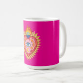 Mexikanisches Herz mit Schutz Auge und Flamme Kaffeetasse (VorderseiteRechts)