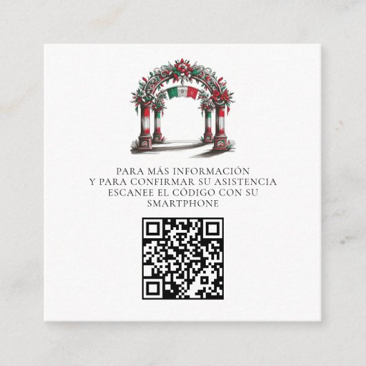 Mexikanisches Hochzeitsfeier Foto QR-Code Begleitkarte (Vorderseite)