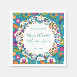 Mexikanisches Hochzeitsszenario mit Blumenmuster P Serviette