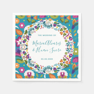 Mexikanisches Hochzeitsszenario mit Blumenmuster P Serviette