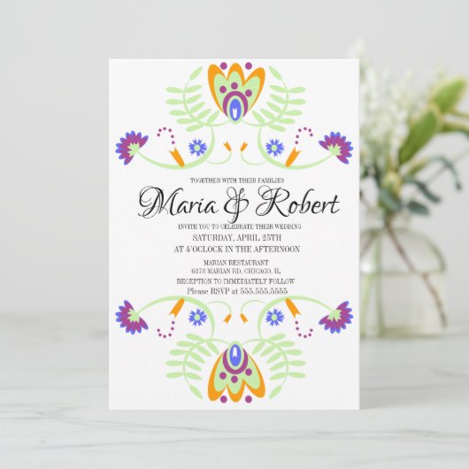 Mexikanisches Hochzeitsvolk | Fette Hochzeiten Einladung (Stehend Vorderseite)