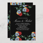 Mexikanisches Hochzeitthema Grüne Weinberg Schwarz Einladung (Vorne/Hinten)