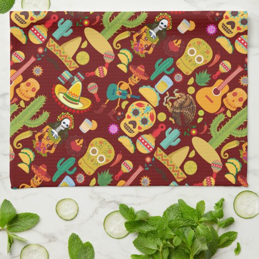 mexikanisches Ikonenmuster Geschirrtuch (Gefaltet)
