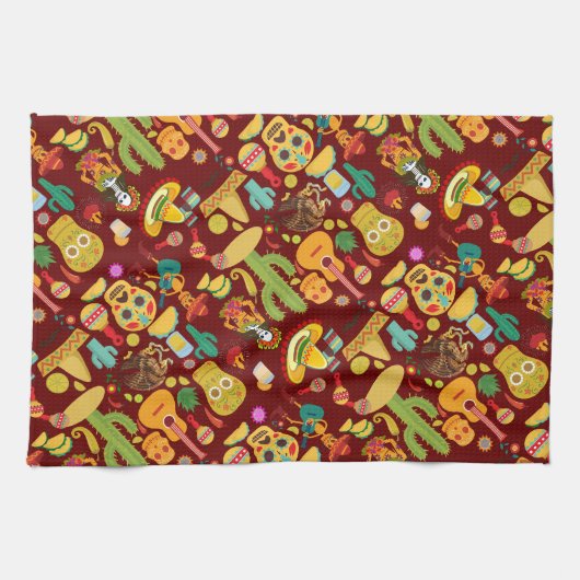 mexikanisches Ikonenmuster Geschirrtuch (Horizontal)