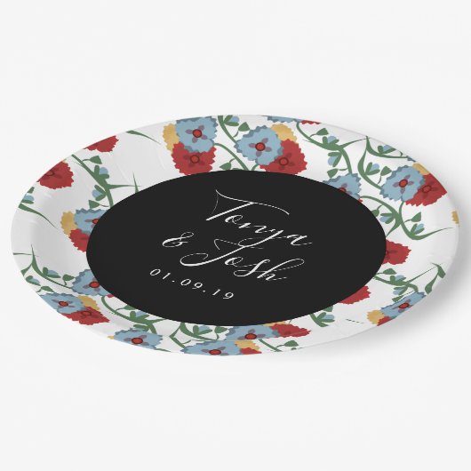 Mexikanisches Imitat Glitzer Festivaldots Hochzeit Pappteller (Schrägansicht)