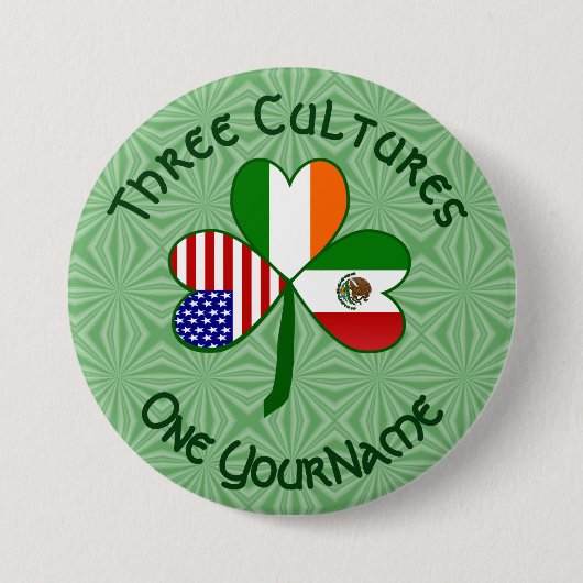 Mexikanisches Irish American Fags Kleeblatt Person Button (Vorderseite)