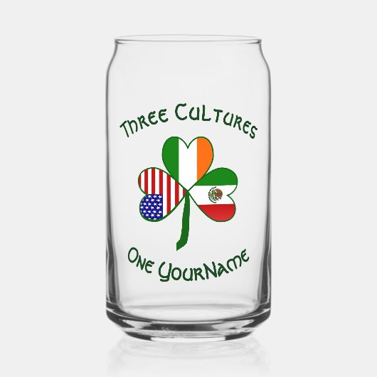 Mexikanisches Irish American Fags Kleeblatt Person Dosenglas (Vorderseite)