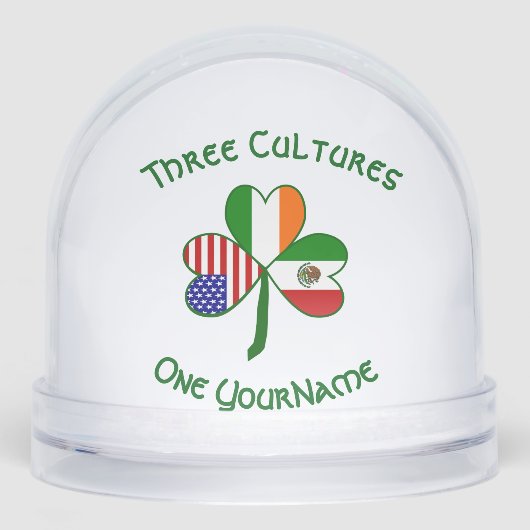 Mexikanisches Irish American Fags Kleeblatt Person Schneekugeln (Vorderseite)