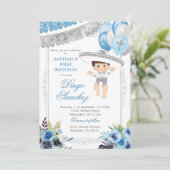 Mexikanisches Licht Blau und Silber Charro Let's F Einladung (Stehend Vorderseite)