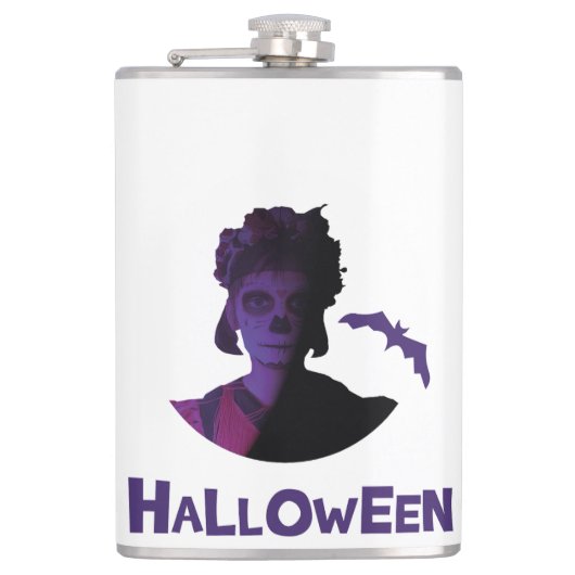 Mexikanisches Mädchen und Fledermäuse Flachmann (Vorderseite)